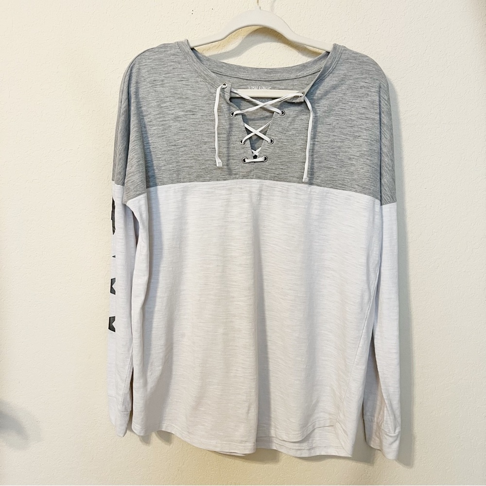Jasmine & Ginger Grey Football Jersey Star Long Sleeve Top